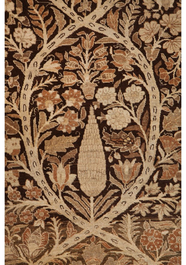 Antique Persian Haji Jalili Carpet cypress tree motif detail photo