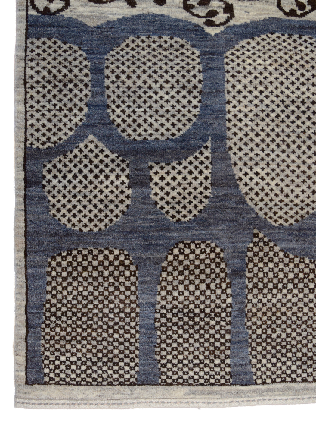 Strata – Architectural Modern Persian Carpet – Gray-Brown, Cream Wool - corner photo