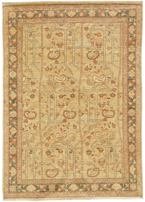 Gold and Cream Traditional Khorasan Carpet overall photo