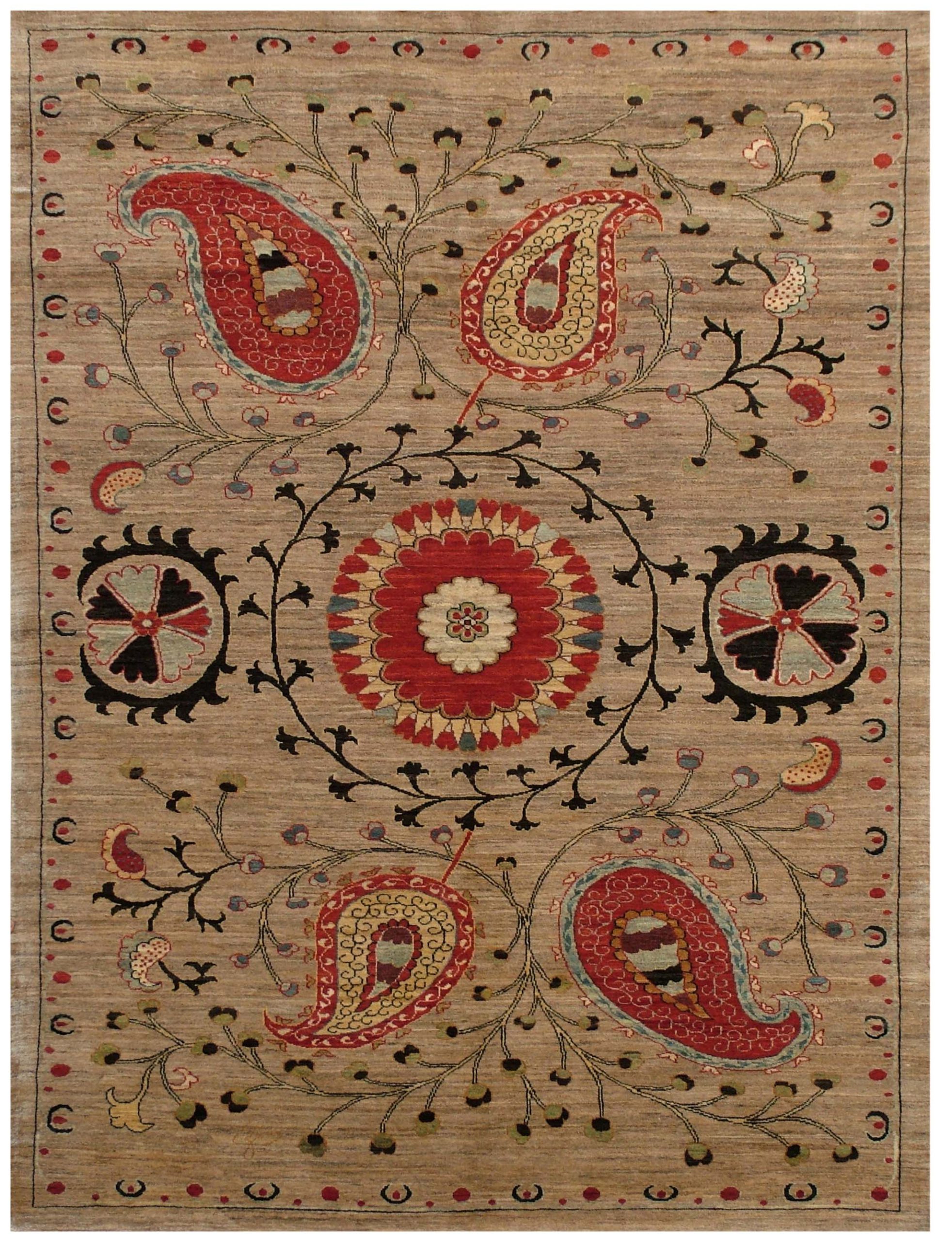 Floral Boteh Tan and Red Overall Photo