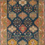Transitional Bakhtiari Carpet with blue background