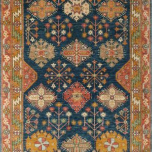 Transitional Bakhtiari Carpet with blue background