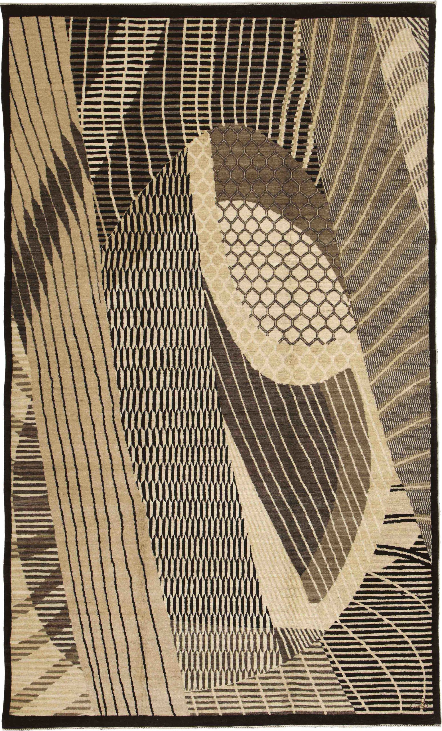 Neutral Contemporary Persian Music Rug