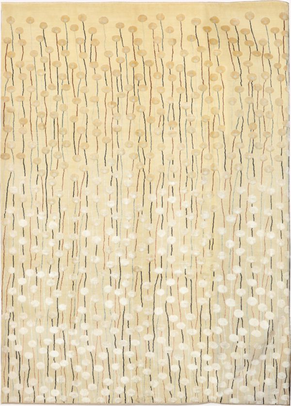 Ivory Wool Silk Poppies Carpet