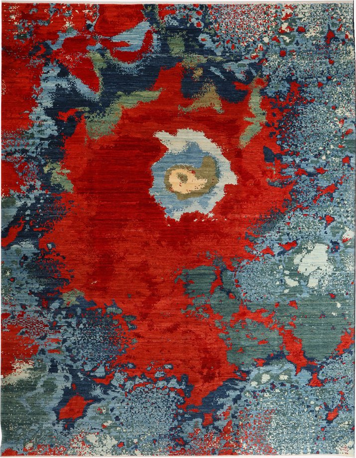 Blue Red Magma Galaxy Rug
