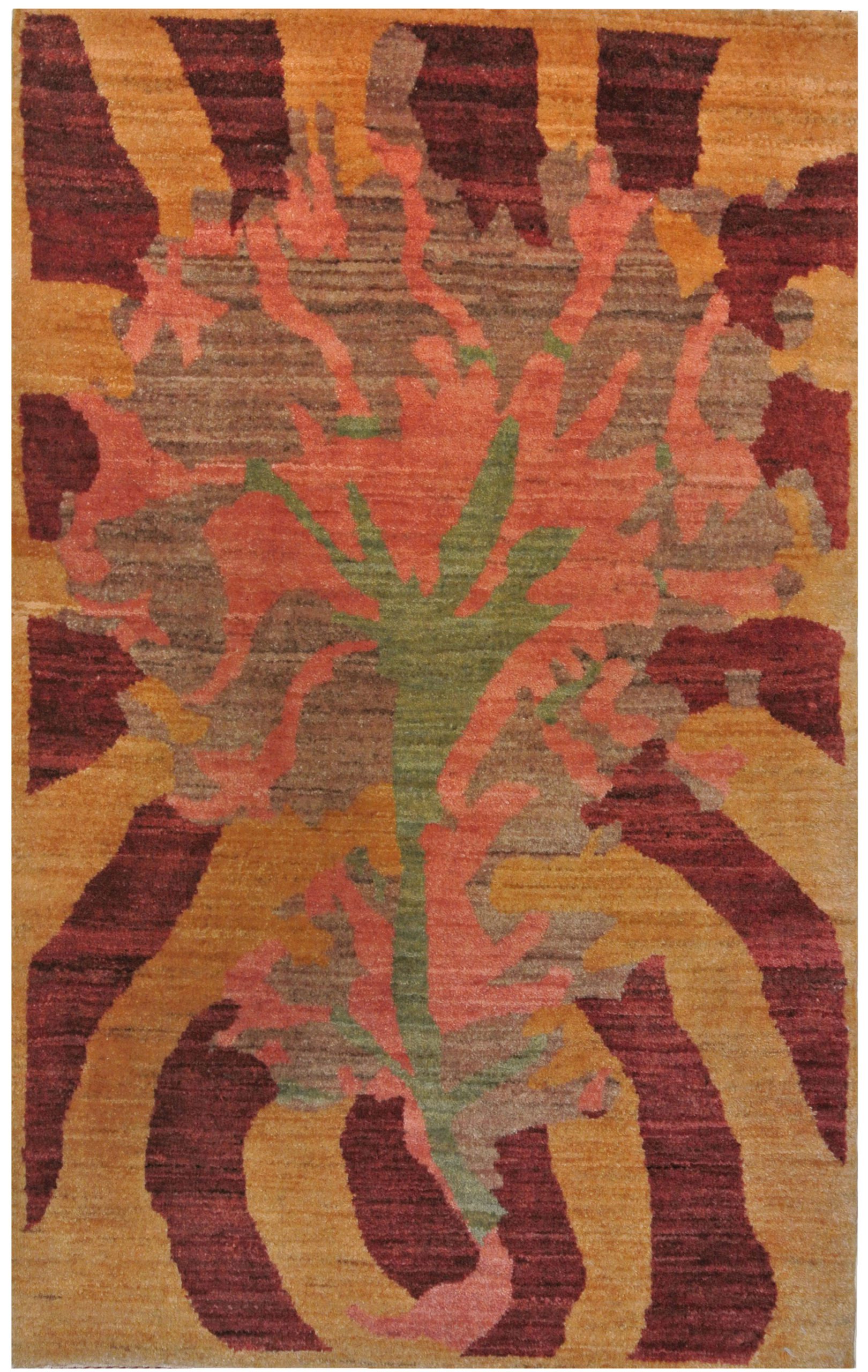 F255 - A05J7547 - 2 x 3'1"" Abstract Wool Carpet ,titled Bloom, overall carpet photo 4' x 6'