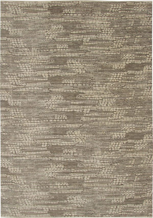Gray Cream Architectural Wool Rug