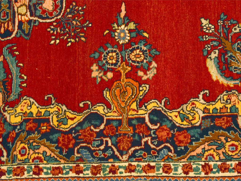 Semi-Antique Persian Bidjar Carpet border and motif
