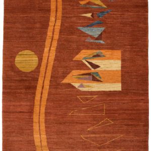 Canyon Sunrise - Red Contemporary and Abstract Modern Persian Wool Rug - 4 x 6 - Overall carpet photo