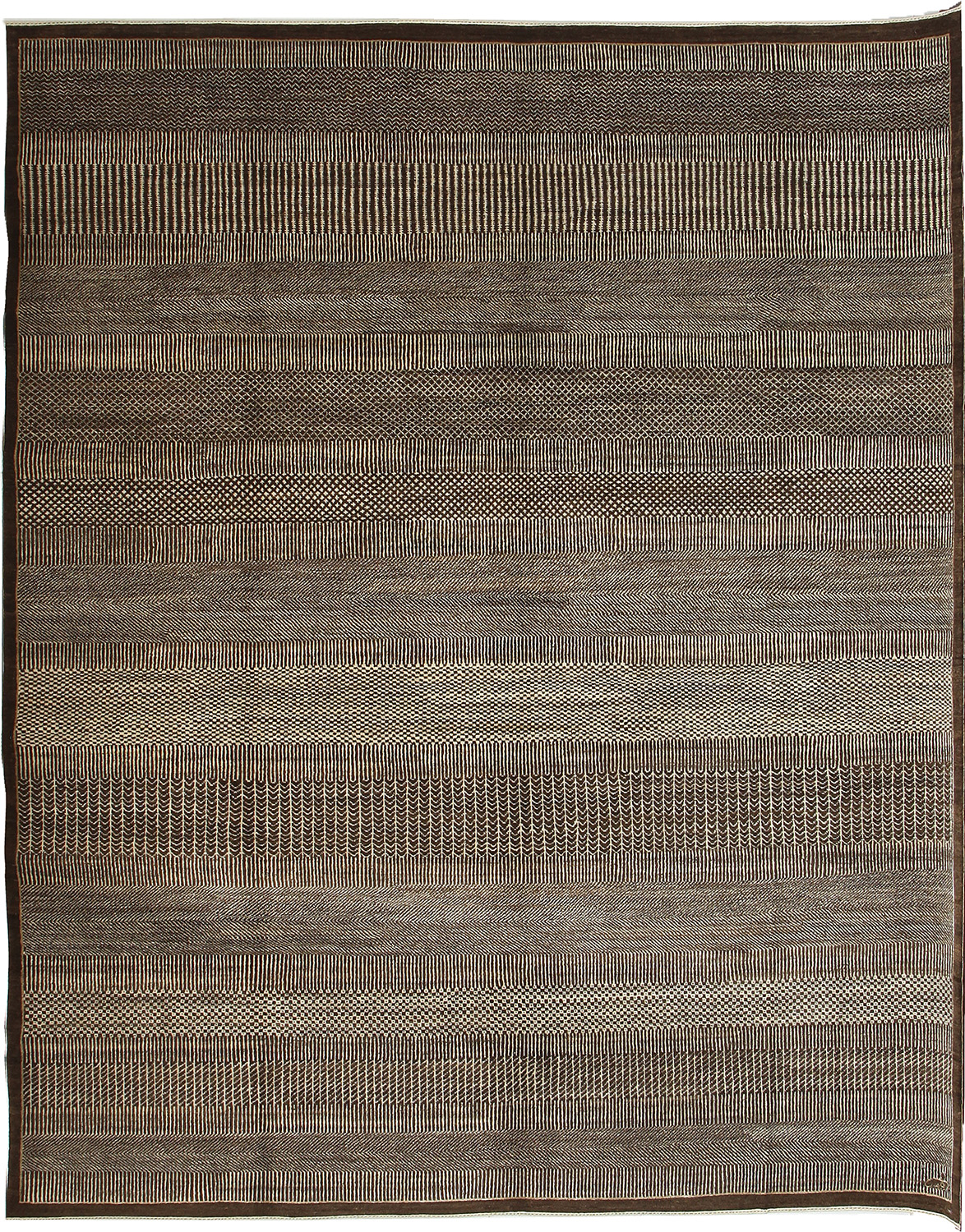 Rain No.1 Brown and Cream 8x10 wool Rug overall photo