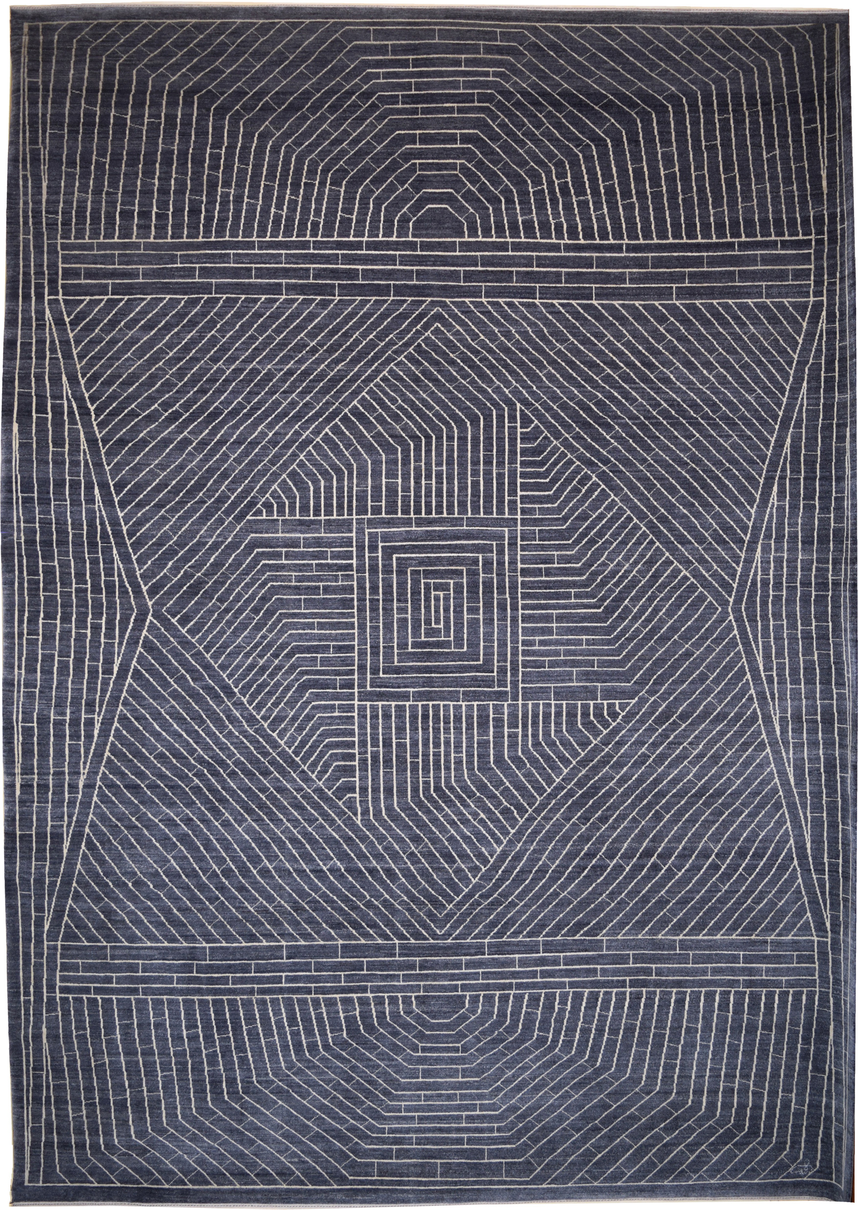 Cream on Gray Modern Carpet - Bazaar - 9' x 12'