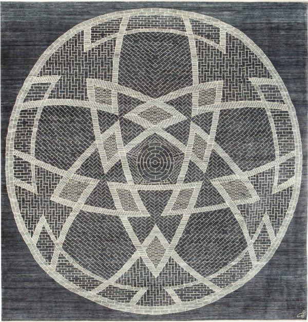 Donya – Gray and Cream Contemporary Carpet - 8’1”x 8’4” - overall photo