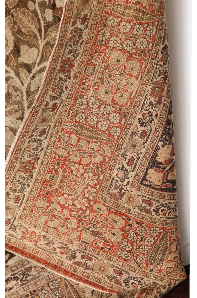 Antique Persian Haji Jalili Carpet detail photo backside