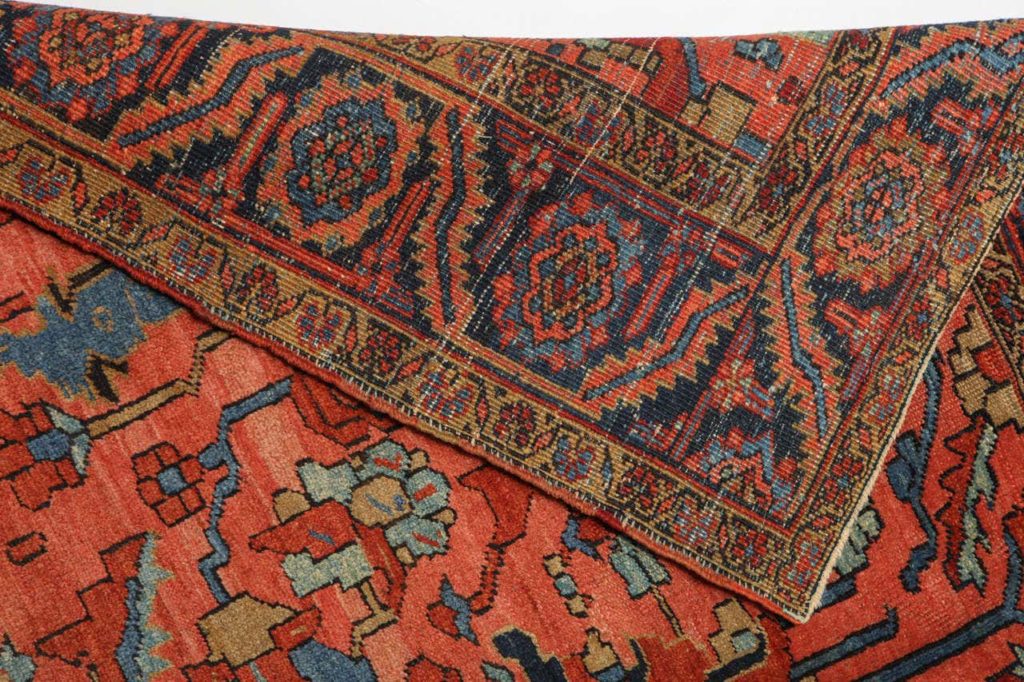 Antique Persian Bakshaish carpet photo Backside of carpet