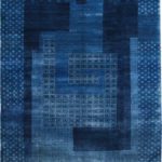 Labyrinth - Indigo Art Deco and Architectural Carpet - 10x 14 - Overall Photo