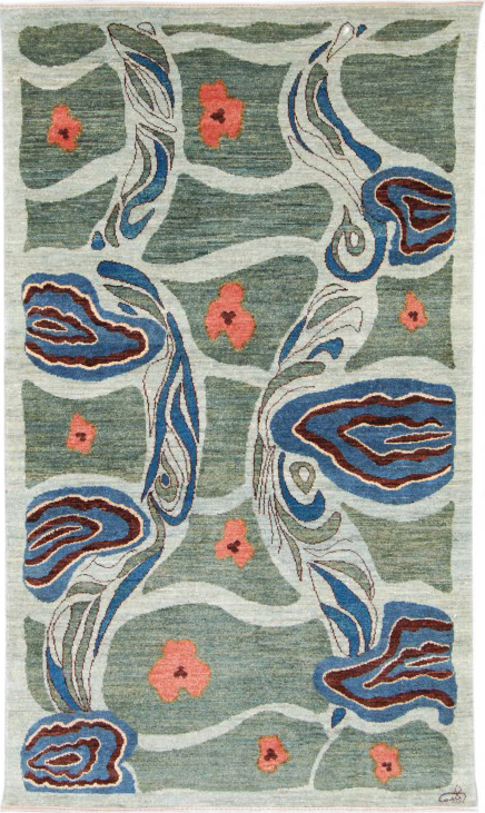 Adrift - 3x5' Art Nouveau Persian Wool Carpet