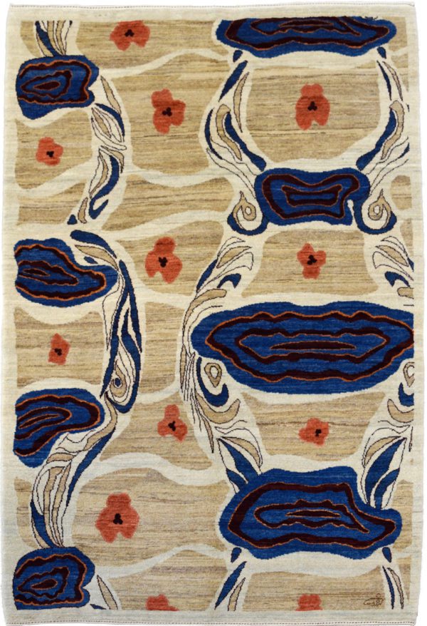 Adrift - 4'x6' Art Nouveau Persian Wool Carpet