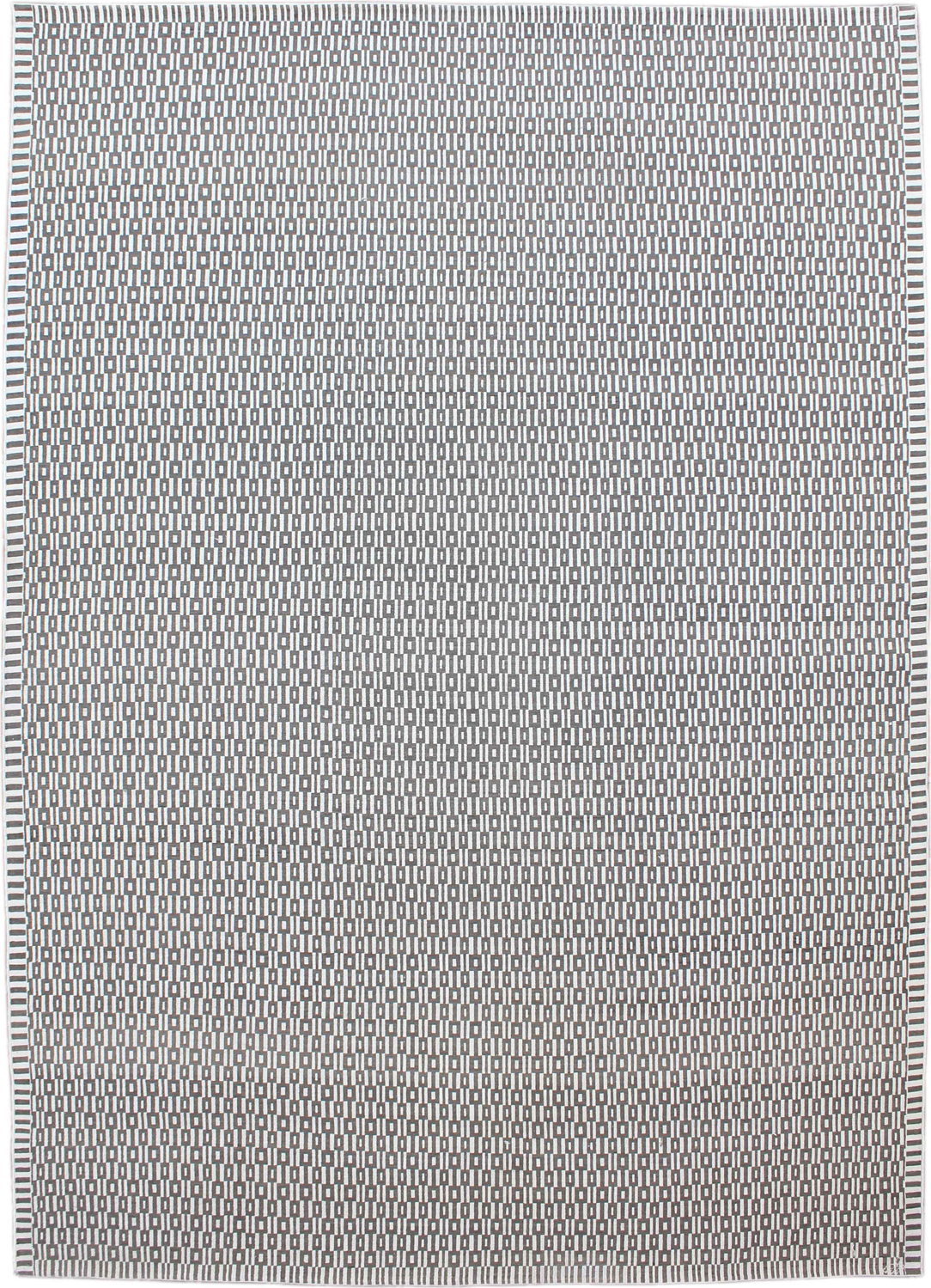Windows - White and Gray Wool Persian Flatweave Carpet - 10x14