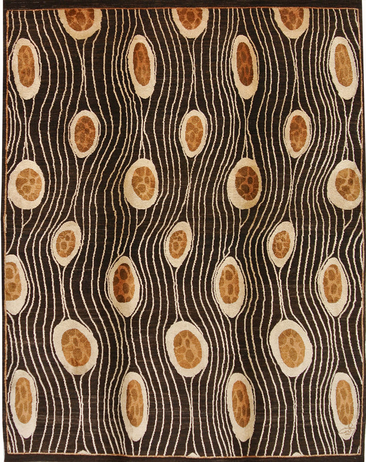 Brown Bronze Deco Silk Rug