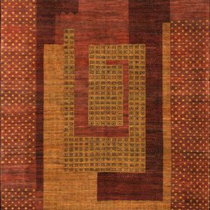 Labyrinth - Red and Gold Art Deco and Architectural Carpet - 10x 14