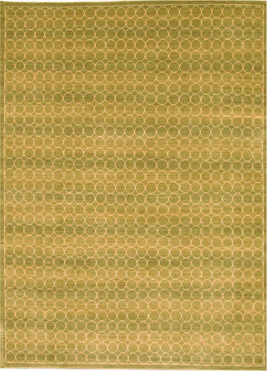 Circles – Green Contemporary Carpet with All over circular design – 10’ x 13’10” – overall photo