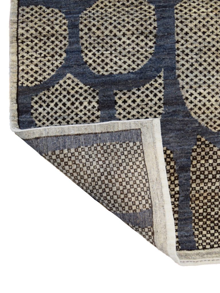 Strata – Architectural Modern Persian Carpet – Gray-Brown, Cream Wool - backside Photo