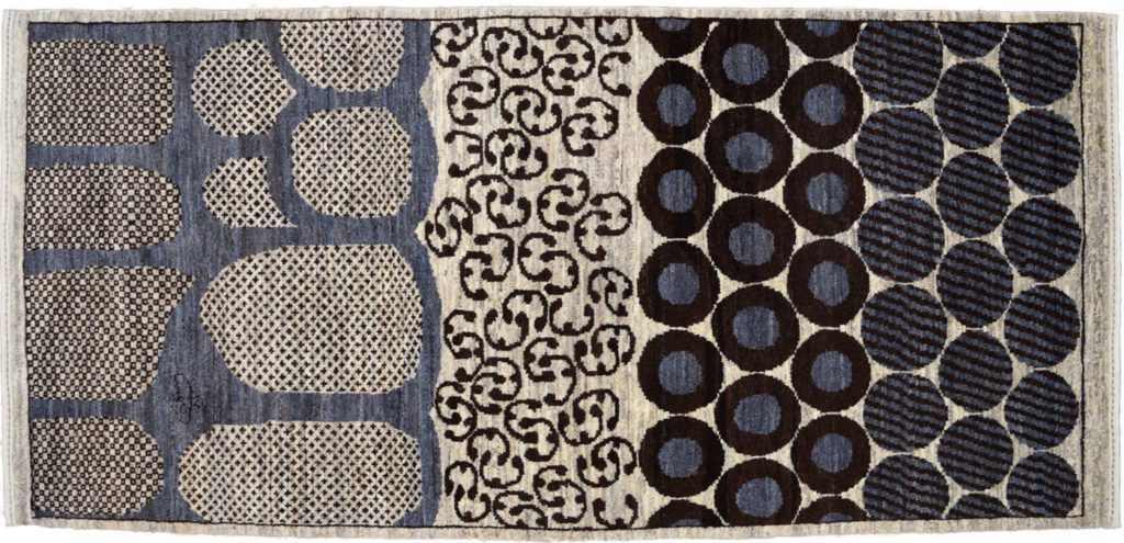 Strata – Architectural Modern Persian Carpet – Gray-Brown, Cream Wool - overall Photo