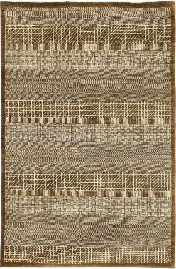 Rain - Cream on Brown Contemporary Carpet with measuring 6x9 - overall carpet photo