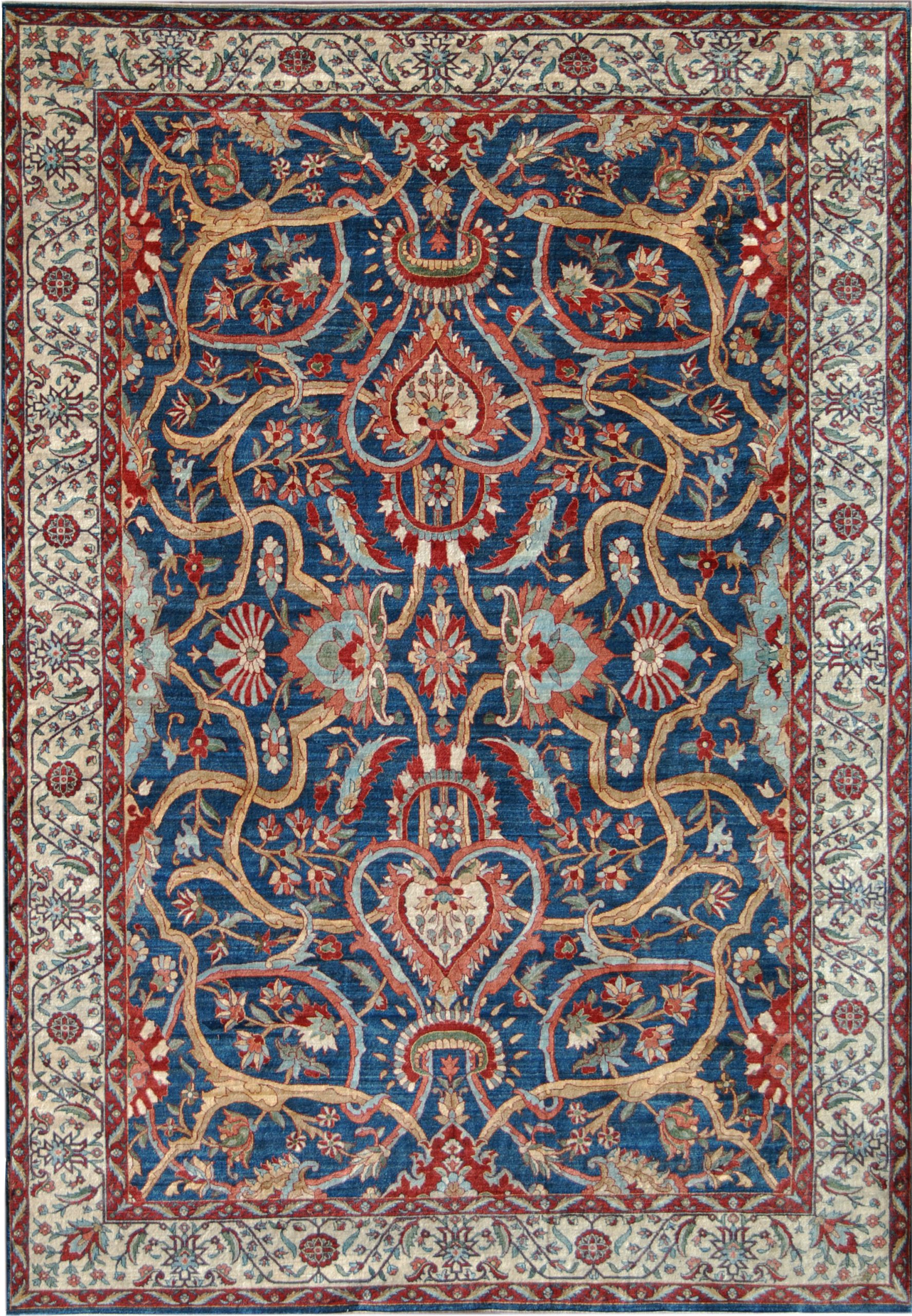 Refined & Romantic Bakhtiari – Modern Persian carpet measuring 10’ x 14’3” in red, taupe, cream, green, pink, light blue, and indigo wool – Orley Shabahang