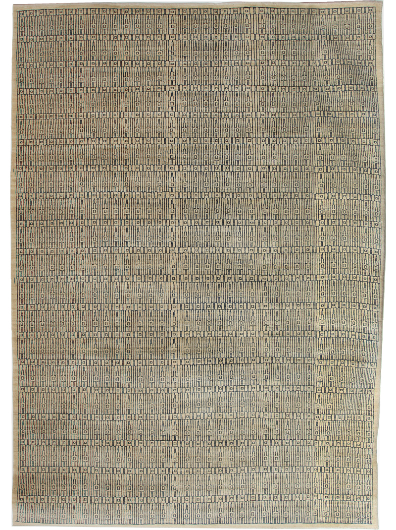 Excelsior – Architectural Persian Carpet from Orley Shabahang – 9x12- Blue on Cream - Overall Photo