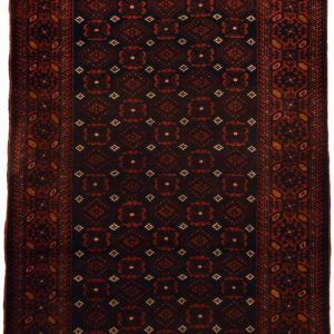 Traditional Red, Brown, and Cream Persian Balouchi Carpet overall photo
