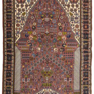 Persian Ghashghai Carpet with Mihrab Design overall carpet