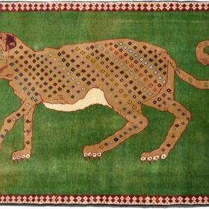 Green Persian Qashqai Leopard Carpet overall photo