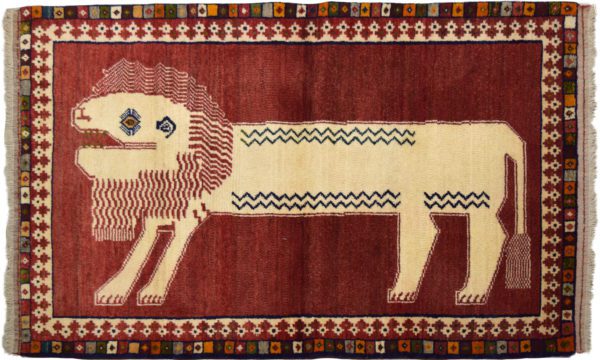 Persian Ghashghai Lion Carpet Overall photo