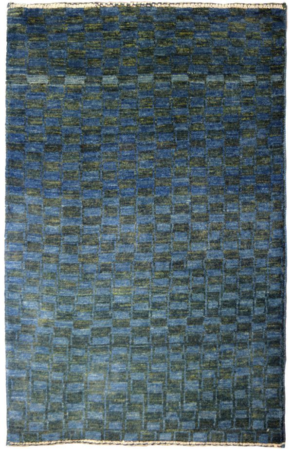 Blue and Green Contemporary geometric carpet overview photo