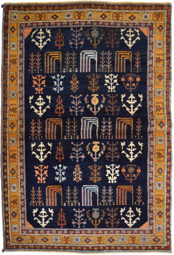 Fabulous Gold and Indigo Ghashghai tree of life Carpet overall carpet photo