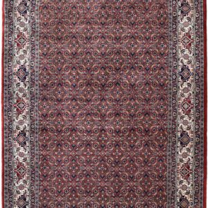 Classic Hand-knotted Bidjar Carpet in Red, Indigo, and Cream Wool overall photo