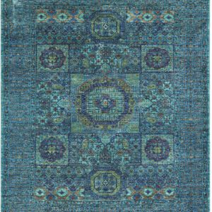 Teal Mumluk Carpet overall photo measuring 5'1"x6'3"