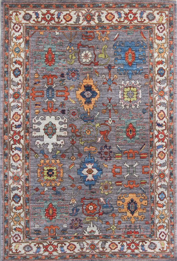 Gray and Colorful Aryana Carpet overall photo - 4’3”x6’3”