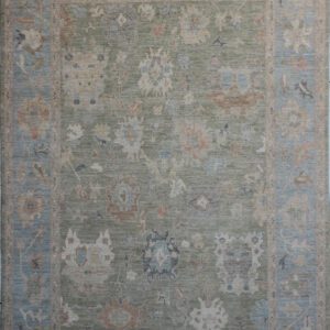 Subdued Green Oushak Carpet – Overall Carpet Photo - 8’10”x12’