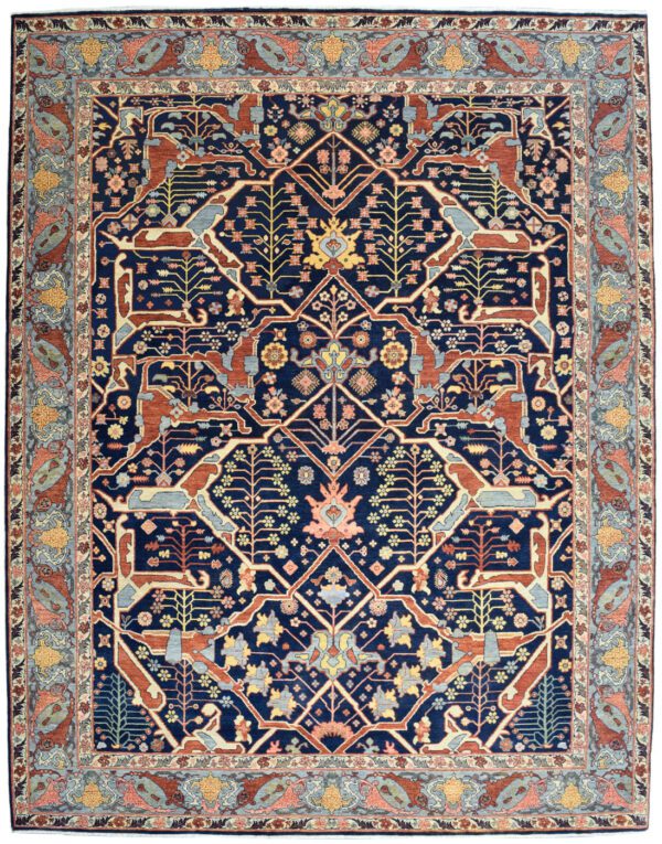 Colorful & Transitional Hand-knotted Serapi Carpet. Overall carpet photo.