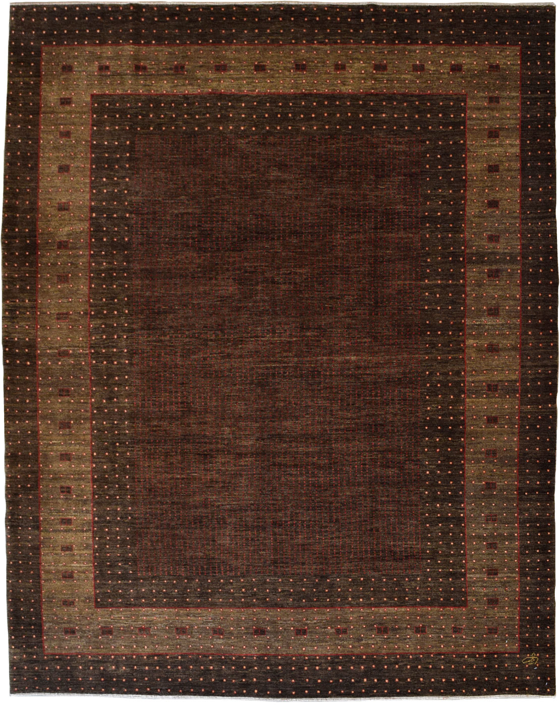 Field - Brown and Minimalist Ghashghai Carpet, 8'x10' - Overall Carpet photo.