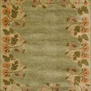 Flowers in the Breeze - Green Floral Contemporary Arts and Crafts Carpet - 6x9 - Overall carpet photo
