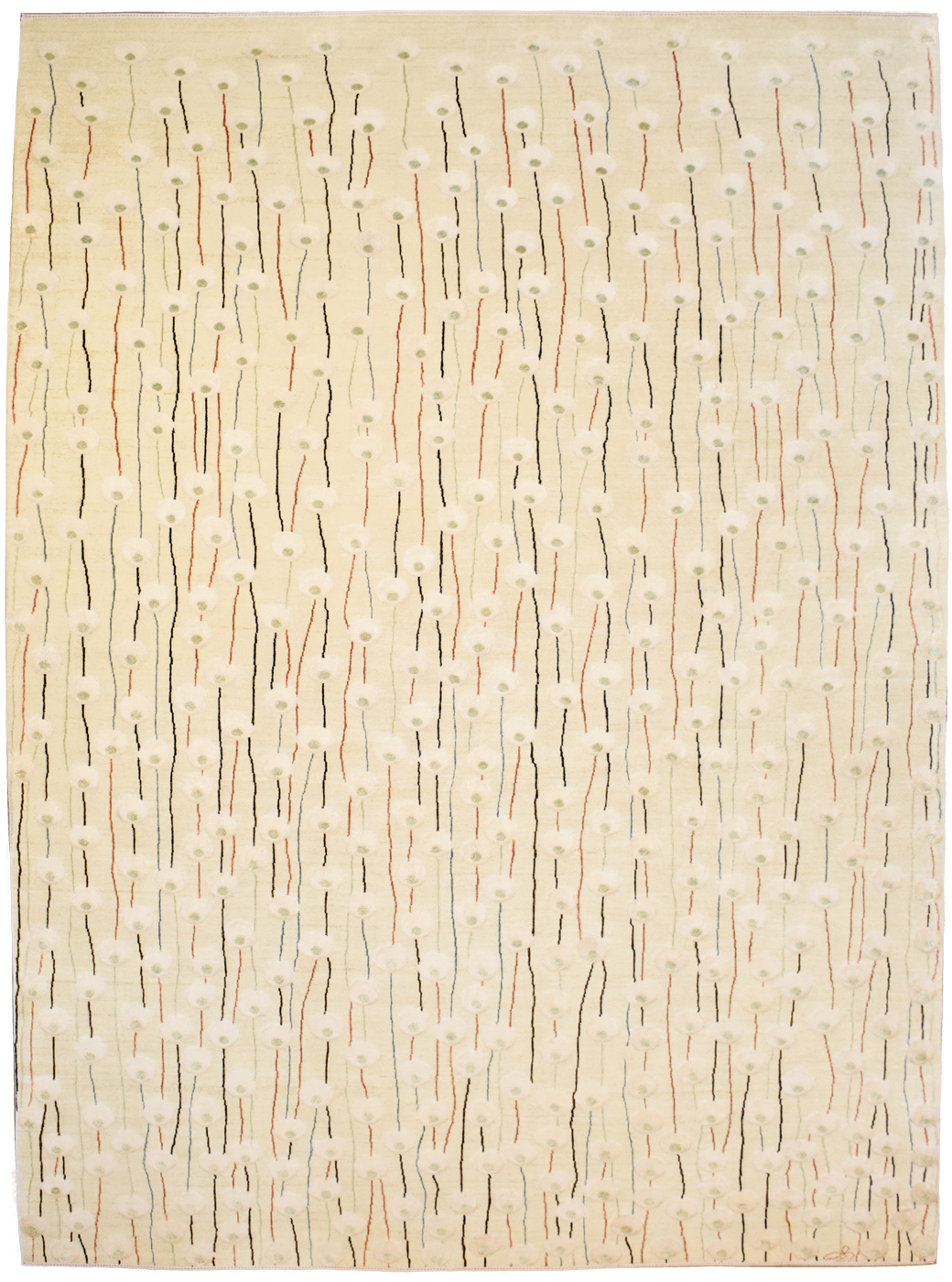 Orley Shabahang's Signature "Poppies" Contemporary Persian Carpet - 9'x12' - Overall Persian Carpet