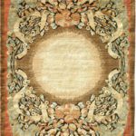 Spring Sunrise - Contemporary Light Green, Cream, and Rose red Arts and Crafts Contemporary Carpet - 10x14