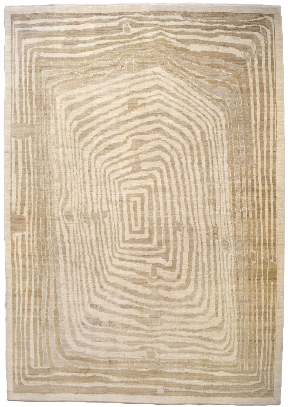 Rabbit Hole - 9'12' Cream and Taupe Abstract Carpet - Overall Carpet photo