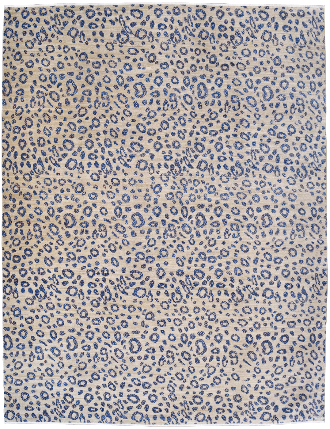 Mahi - Abstract & Contemporary Persian Carpet in gray and Blue wool - 8x10 - Overall carpet photo.