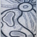 Badu - Contemporary Australian Aboriginal dream inspired Persian Carpet- 9'x 12'. Overall carpet photo.