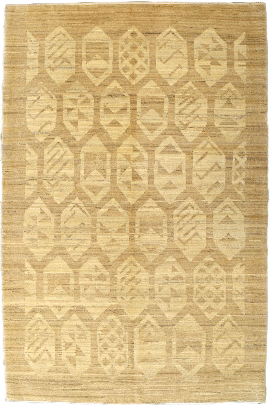 Tortoise cream and taupe architectural Persian carpet small overall carpet plush and soft