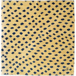 Flutter - Gold and Indigo Abstract Persian Carpet - 5x5 - Overall Carpet Photo